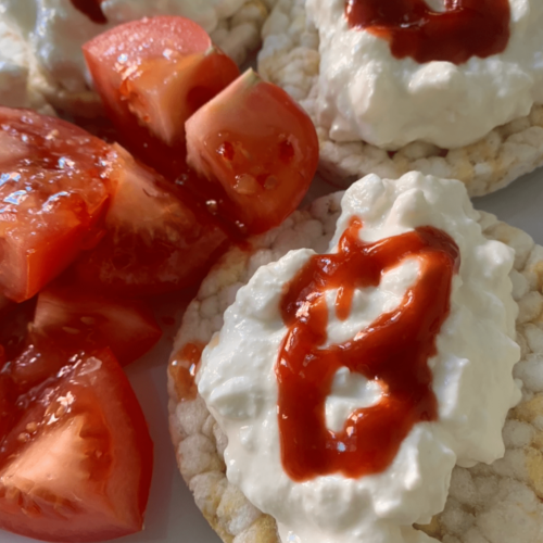 The Midas Cottage Cheese on Salt & Vinegar Rice Cakes